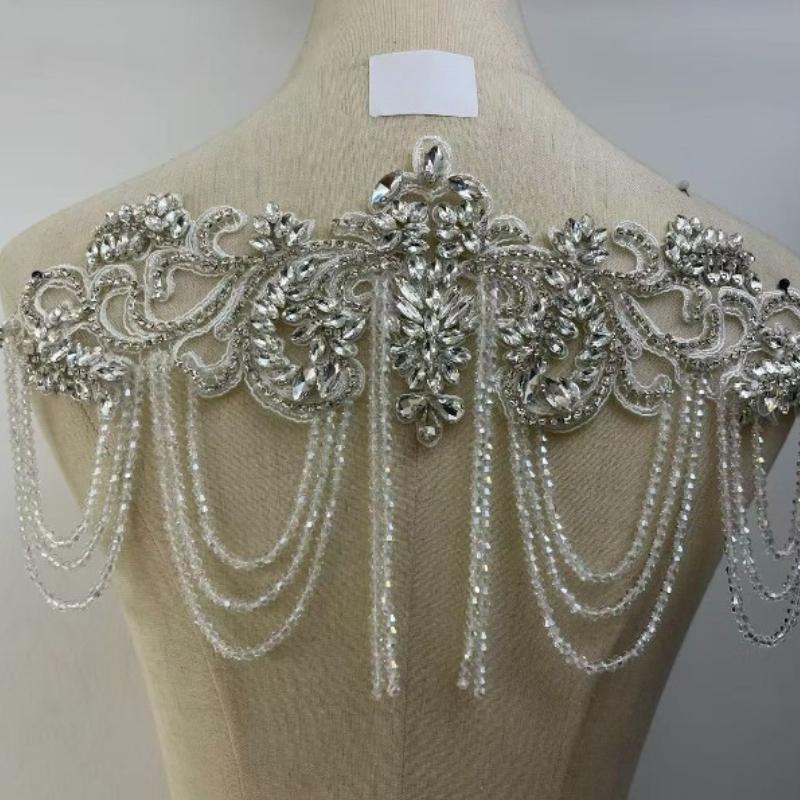 1 STÜCK Handgenähte Fransen Perlen Spitze Strass Applikationsaufnäher 26 Farben DIY Handgemacht Kleid Hochzeitskleid Bekleidungszubehör