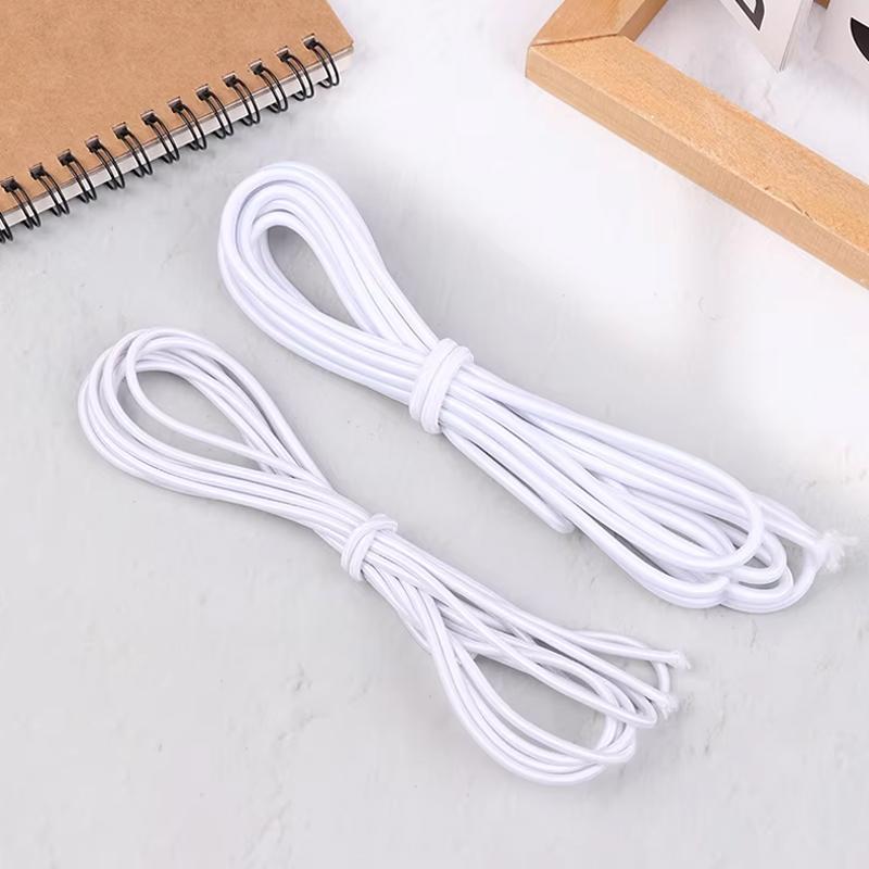 2M Strong Elastic Cord Black/White High Elastic Round Elastic Band Rubber Band Elastic Cord For DIY Sewing Accessories Dia 4mm