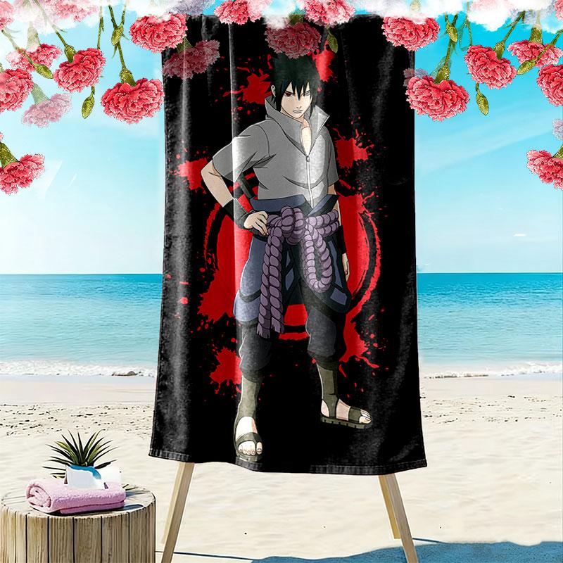Sasuke Naruto Print Beach Towel, Large Soft Quick Dry Towel for Beach Camping Swimming