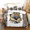 3D Pet Cat Comforter Bedding Set For Kids Cute Kitten And Tiger Duvet Cover For Boys And Girls Mysterious Black Cat Bedspread