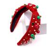 Wide Edge Christmas Hairband Hair Jewelry Crystal Beads Hair Band Rhinestone Knot Headband  Women