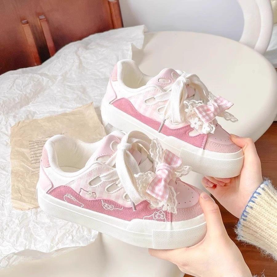 Dopamine Bread Little White Shoes Women's 2025 Spring New Platform Casual Niche Bow Versatile Cute Board Shoes