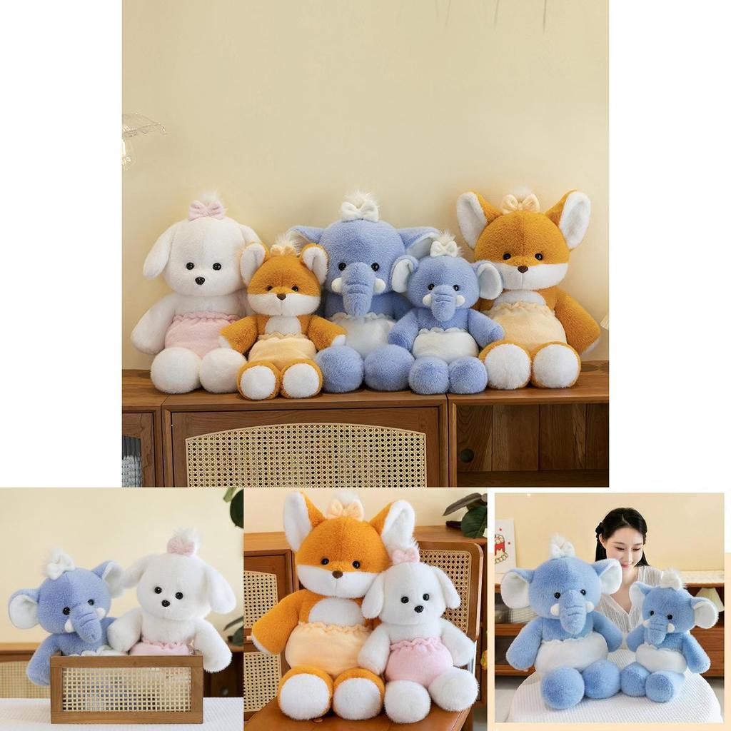 Adorable Plush Fox Elephant Doll Cozy Stuffed Toy Creative Soft Animal Gift 45cm 60cm