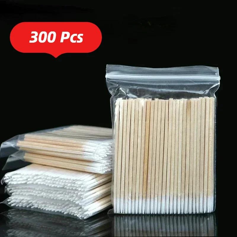 100/300/500Pcs  Wood Cotton Swab Clean Sticks Bud Tip Wooden Cotton  Manicure Detail Corrector tattoo clean,Tattoo accessories