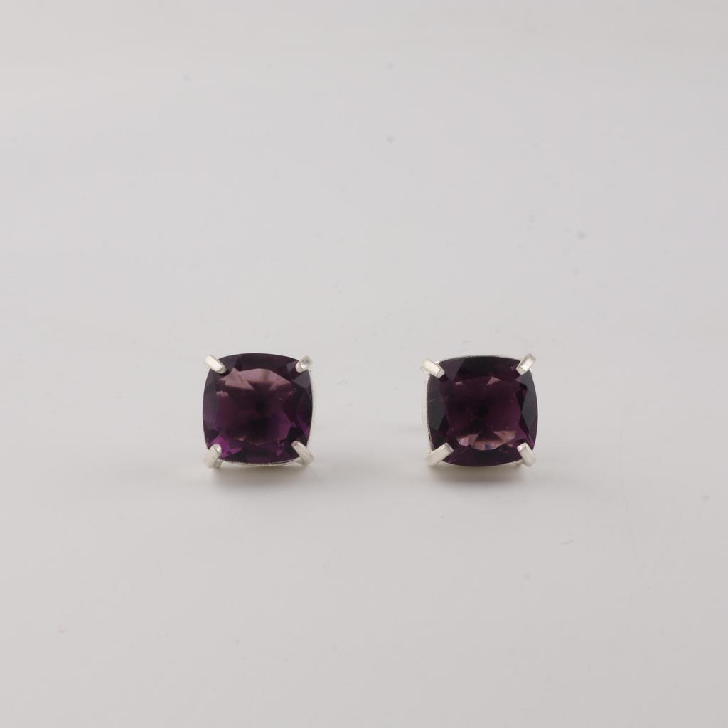 Amethyst Gemstone 925 Sterling Silver Handmade Women's Jewelry Pretty Studs Earring 1" For Anniversary Gift EE-181-6