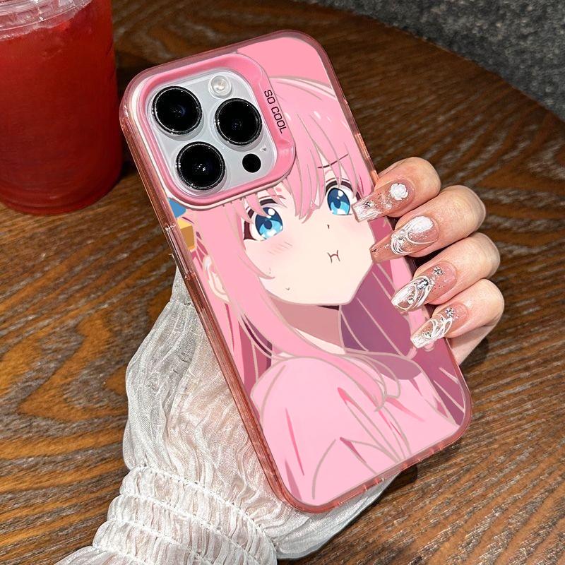 Cute Anime Bocchi The Rock Casing For Iphone 17 16e 16 15 14 13 12 11 Pro Max Plus 17 Air Armor Cartoon Plating Pink Phone Case