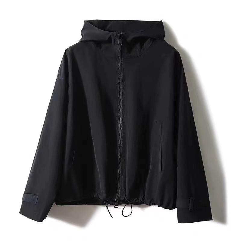 Hooded jacket, high-end short trench coat, baseball jacket, spring and autumn women's jacket