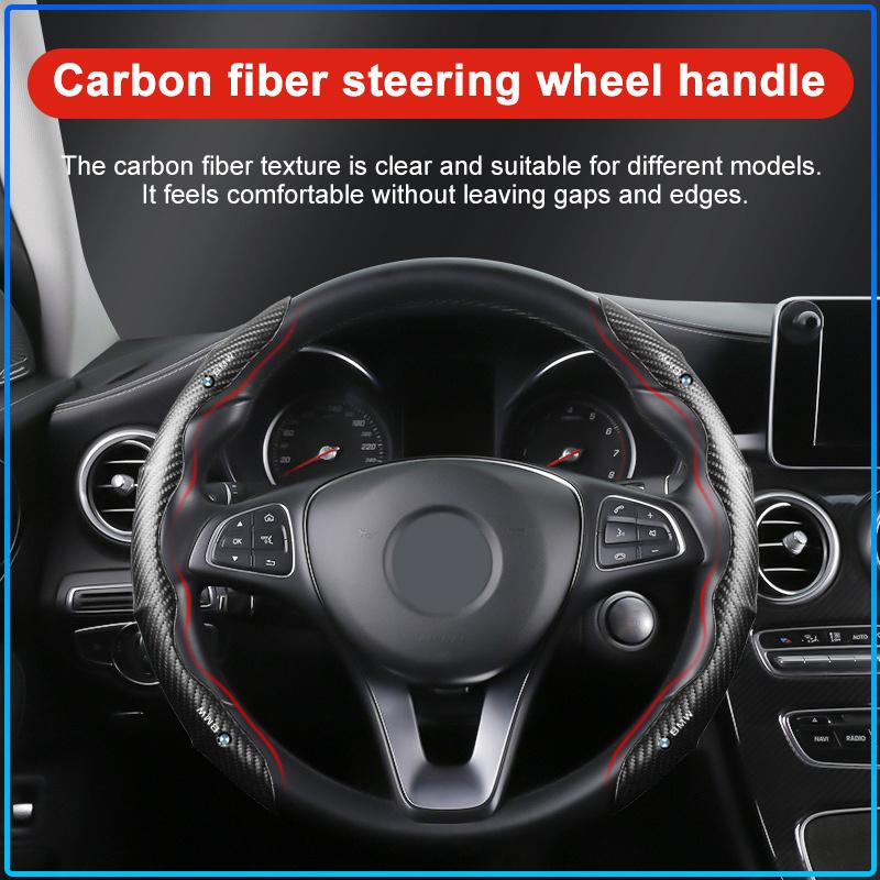 2pcs Carbon Fiber Non-Slip Steering Wheel Cover Car Accessories For BMW M Performance 1 3 5 7 Series M3 M4 M5 M6 X1 X3 X5 X6 X7 E30 E34 E36 E39 E4