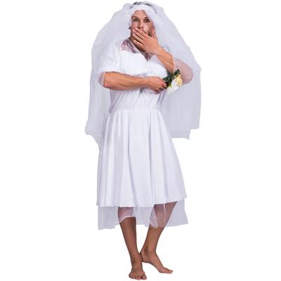 Men's Bride Drag Queens Groom Party Funny Comedy Costume Outfit White