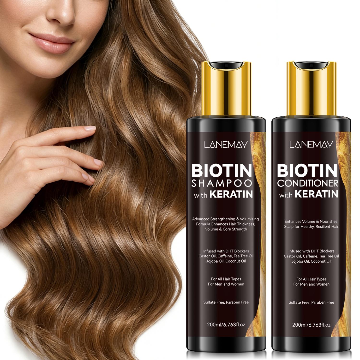 

Biotin Shampoo & Biotin Conditioner-Nourishes Damaged Hair-Stronger Hair Stands-Suitable For All Hair Types, 200ml+200ml
