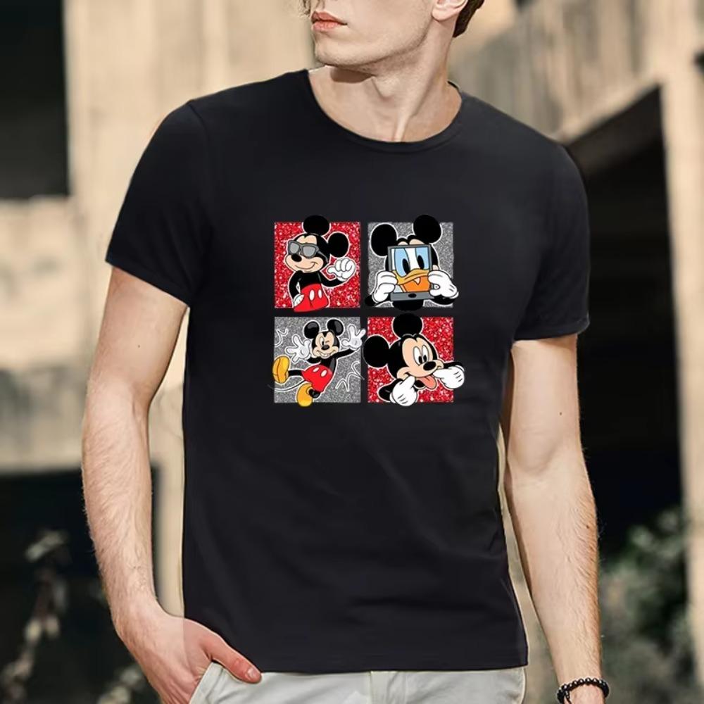 T Shirt For Men Mickey Minnie Mouse Co-Name 100% Cotton Streetwear Short Sleeve Tshirts Women Summer Clothing T-Shirt Tees Tops