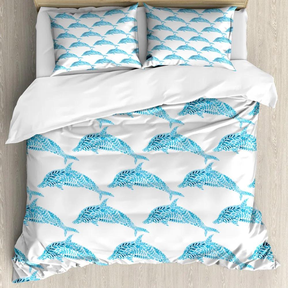 Shark Duvet Cover Set Types of Sharks Pattern Duvet Cover Set Bedclothes Pillowcase Double Queen King Size Polyester Bedding Set