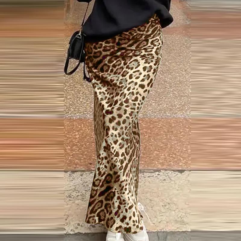 

ZANZEA Женская мода узкие юбки с леопардовым принтом на бедрах 4XL хаки