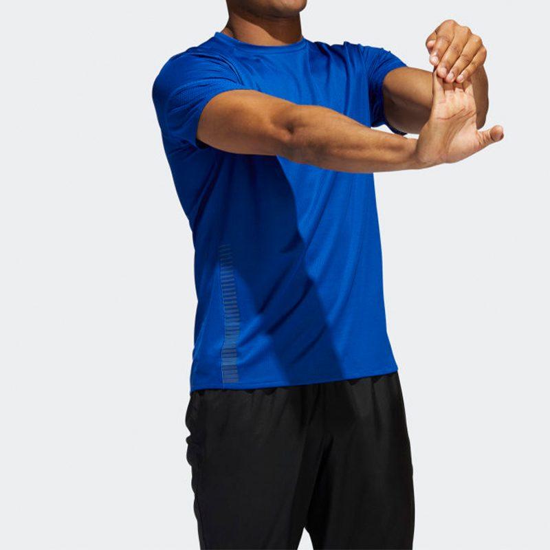 adidas T Shirts Men's Blue Crew Neck Moderate Straight Fit EI6319