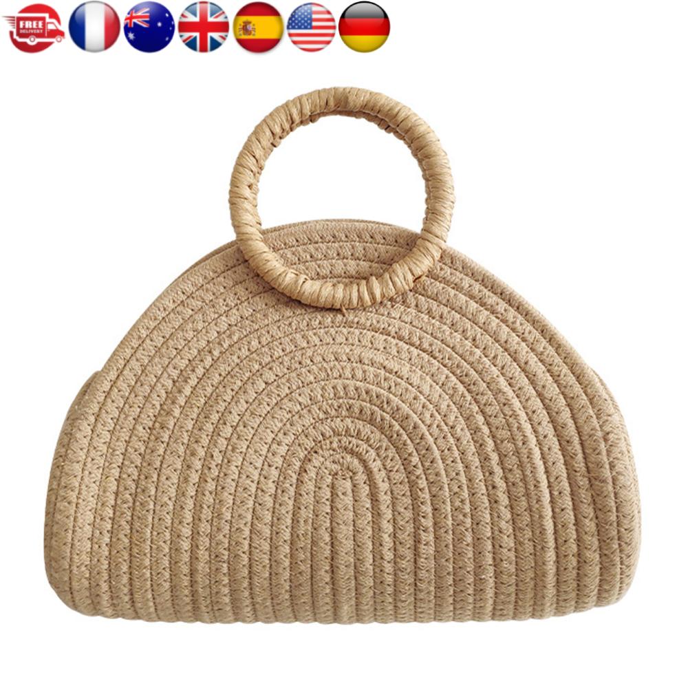 

Handwoven Top Handle Bag Chic Cotton Rope Shoulder Purse Retro Holiday Travel Handbag Vacation Bag for Women and Girls United States