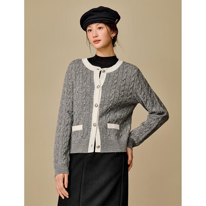 INMAN Women's Cable Knit Colorblock Cardigan