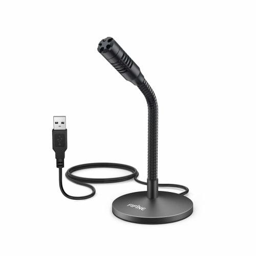 FIFINE USB Microphone, Flexible Condenser Microphone, Gooseneck, Unidirectional, for PC, PS4, Skype Calls, Live Streaming, Game Commentary, Windows, M