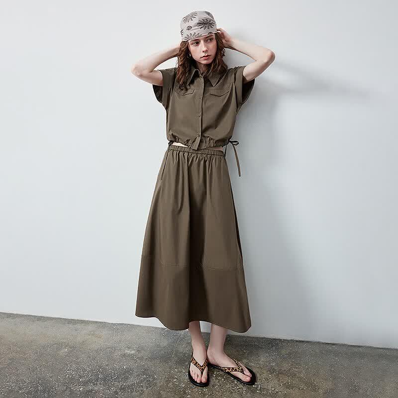 Chuyu Women's Workwear Short-Sleeve Shirt & Skirt Set
