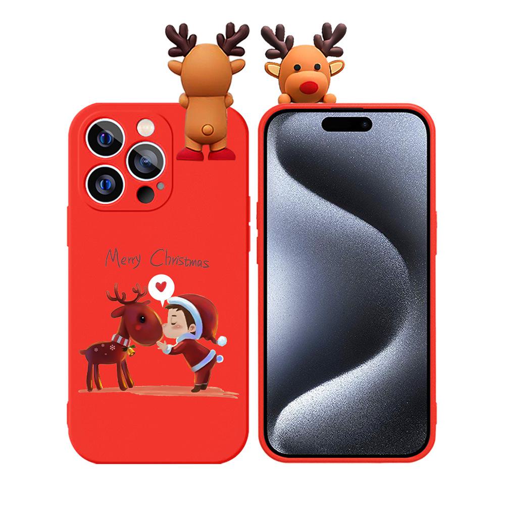 Christmas Snowman Cartoon Elk Relief Doll Phone Case for Apple 15/14 Pro Max.