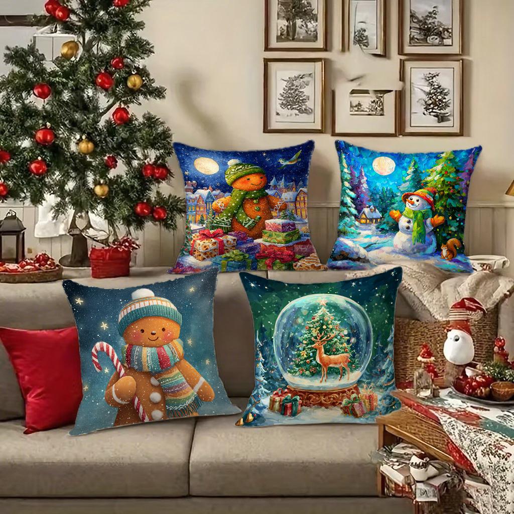 Weihnachtliche Kissenhülle mit LebkuchenmannGeeignet für Sofa Auto Schlafzimmer dekorativer Kissenbezug Kissenbezug