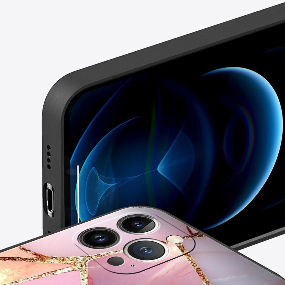 Fashion Gold Pink Marble Phone Case For iPhone 17 16 15 Pro Max 11 12 13 14 7 8 Plus SE 2020 X XR XS Cover Soft Black