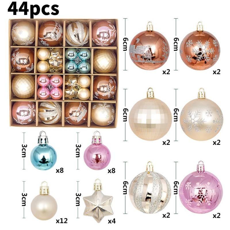 Charming 44 Piece Decorative Christmas Balls In Unique Shapes For Elegant Holiday Display