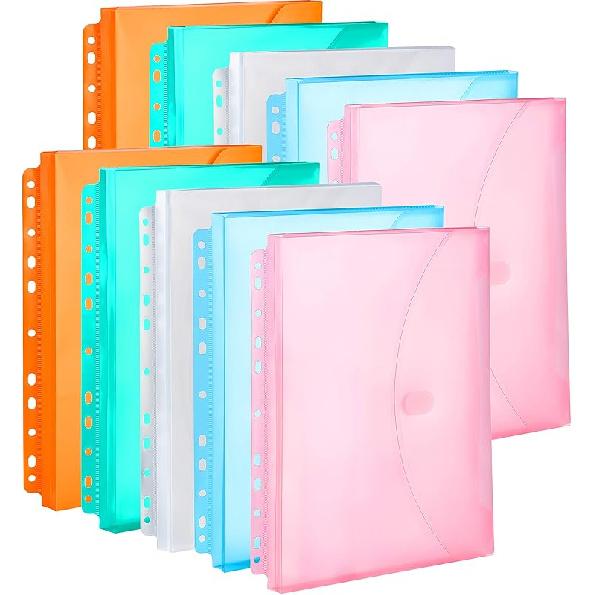 FANWU 10 Pack Assorted Color Expandable Poly Binder Pocket 34-inch Gusset Letter Size 11 Holes Punched Index Dividers Pocket Folders Plastic Assorted Color 10 Pack 3190₽