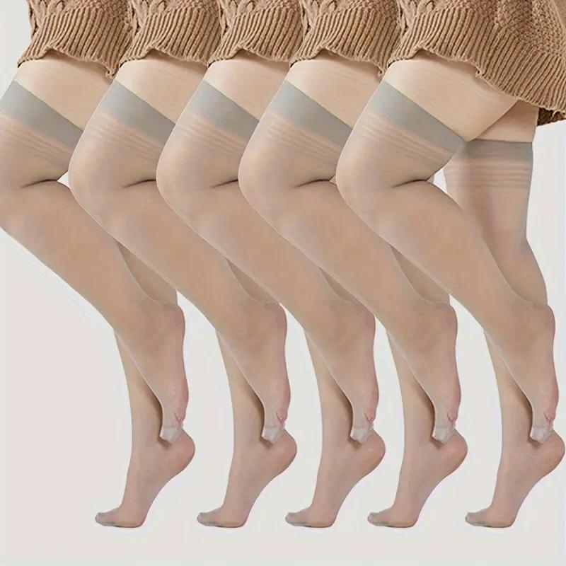 

1/5pairs Women SexyThigh High Knee Stockings Lingerie Transparent High Elastic Stocking Nylon Temptation Medias Plus Size Socks 1pair серый