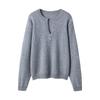 V-neck Half-Zip Multi-Button Cashmere Knit Base Layer for Autumn/Winter