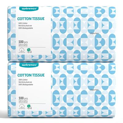 Winner Face Towels Cleansing Towels OEKO-TEX 200 Sheets Natural Cotton Wiping Face Paper No Lint Disposable Hand Wipe Face Wipe Makeup Remover