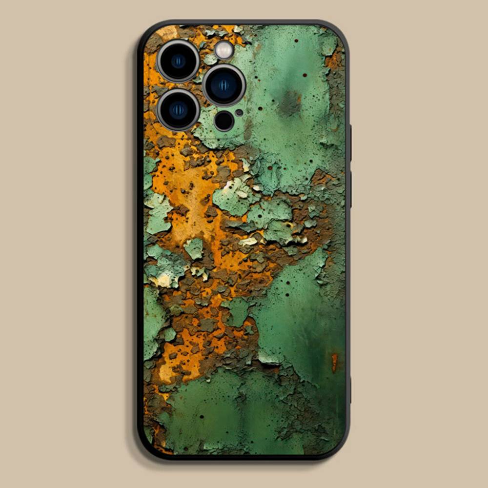 Retro Industrial Style Rusty Phone Case For iPhone 17,16,15,14,13,12,Pro,Max,Plus,E,SE4,Air,Mini Black Soft Cover
