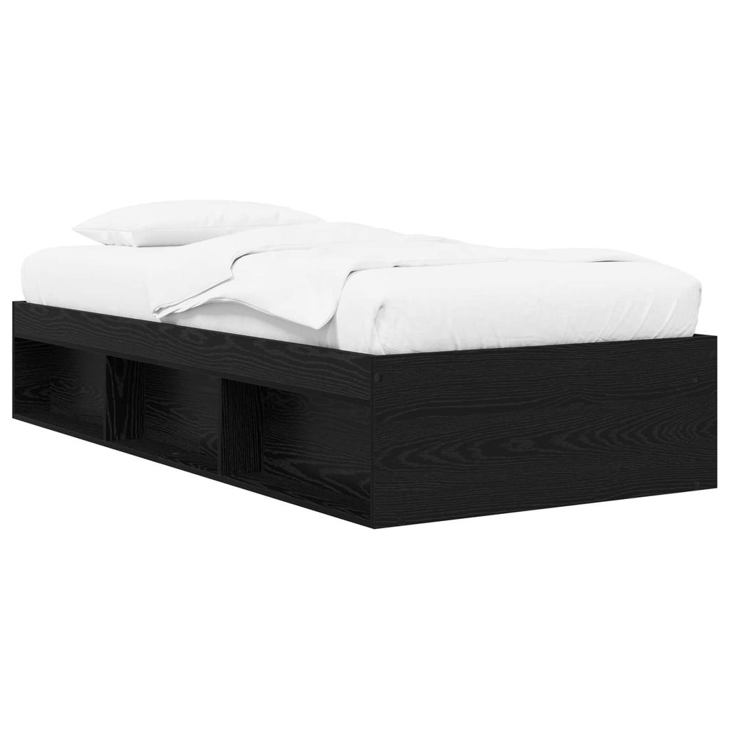 Bed Frame with Storage and Shelf Black Oak 80 x 200 cm