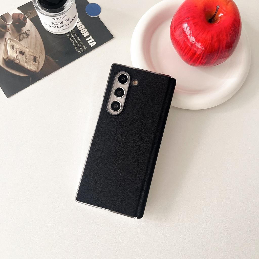 For Samsung Galaxy Z Fold 6 Case Protective Shell Back Cover Fashion Leather Skin Middle Protector Carbon Mobile Phone Cases