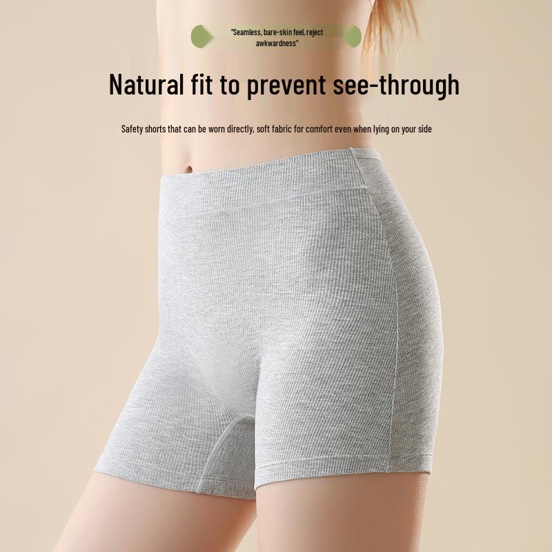 Ribbed Women's Safety Shorts: Breathable, Non-Chafing Boxer Briefs with Cotton Crotch & Anti-Exposure Design