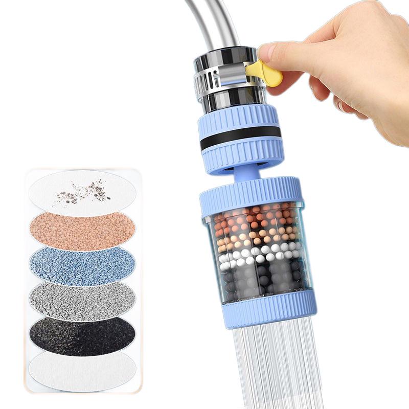 Rotatable, Splash-Proof 6-Stage Faucet Water Purifier with Extension Shower Head for Kitchens