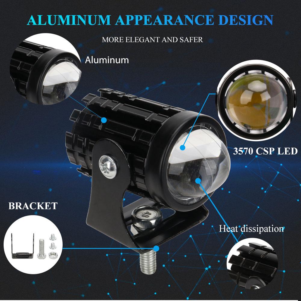 

1 шт. Мини фара дальнего света светодиодная фара прожектор двухцветная для квадроцикла квадроцикла скутера противотуманная фара аксессуары для мотоцикла белый
