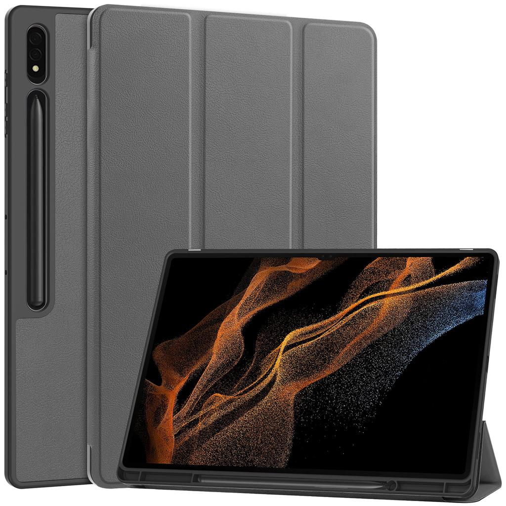 For Samsung Galaxy Tab S10 Ultra Stand Case Shock-Absorbent Leather Tablet Cover with Pen Slot