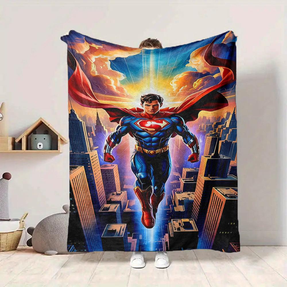 1 peça Manta de Flanela do Superman Macia, Quente e Aconchegante para Sofá, Cama, Escritório e Viagem Versátil para Todas as Estações Presente, Presente de Natal