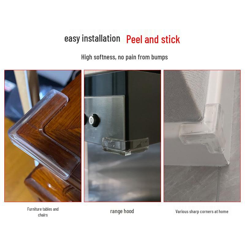 L-Shaped Transparent Baby Safety Corner Guards for Tables and Cabinets