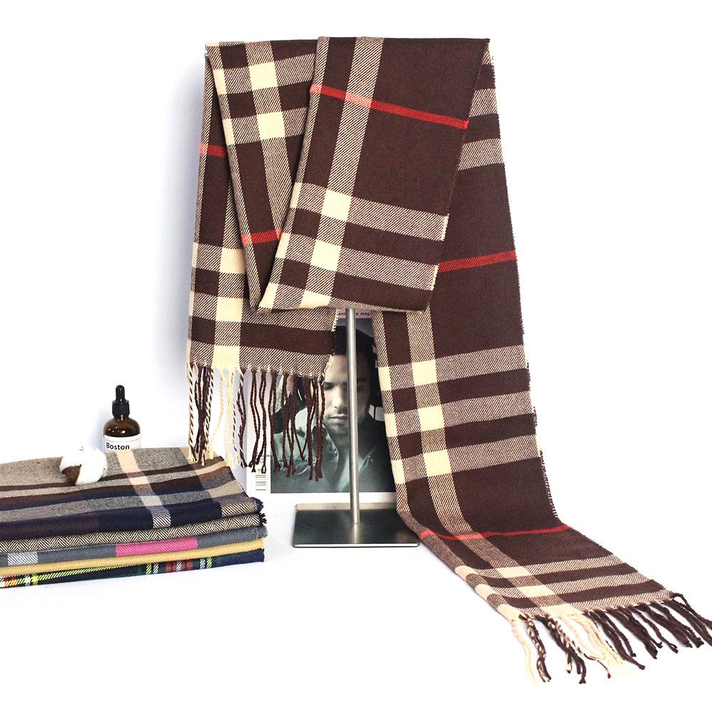 Autumn And Winter Scarves Imitation Cashmere Warm Men'S Plaid Scarf Manufacturers