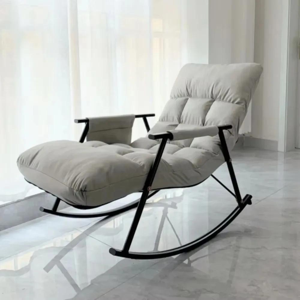 Light Luxury Rocking Chair Simplicity Leisure Balcony Nap Lounge Chair Stable Reinforce Bedroom Home Multiple Purposes Lazy Sofa