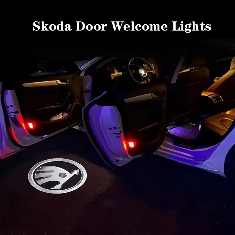 

Car Sticker 2026 Hot LED Car door universal projector high-definition welcome lights For Skoda Octavia Kodiaq Fabia Rapid Superb