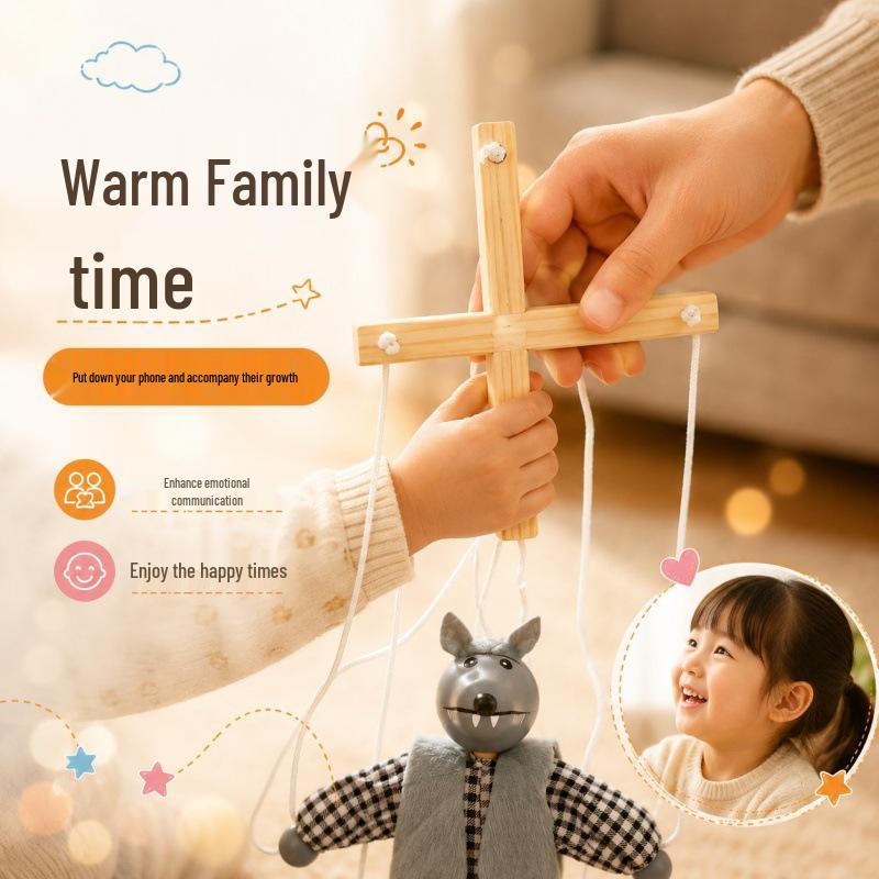 Educational Big Bad Wolf Puppet with Movable Joints for Parent-Child Storytelling Fun