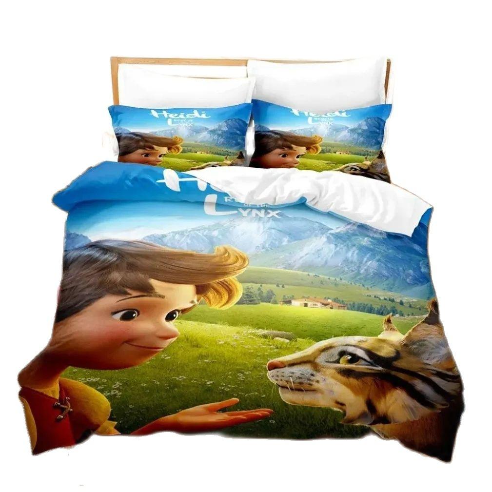 Ložní souprava Alpy, Ložní souprava Heidi Jednolůžko Twin Full Queen King Size, Kreslený potisk Přikrývka Dekorace ložnice