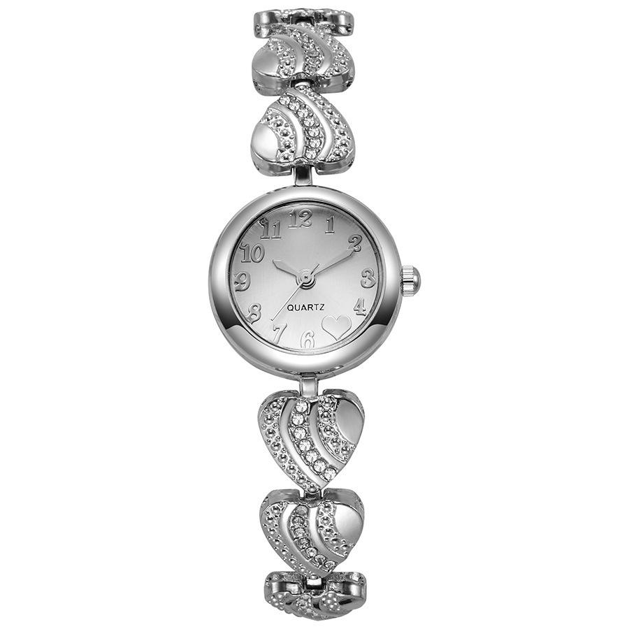 

Women S Peach Heart Bracelet Watch Quartz Watch Women S Small Diamond-Encrusted Watch Bracelet серебряный
