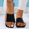 2024 New Fashionable and Versatile Women's Slippers Square Toe Open Toe Beach Casual Flat Bottom Outer Wear Women's Slippers