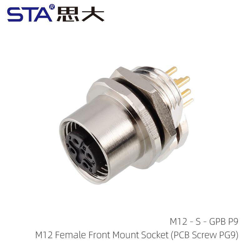 IP67 Straight M12 Connector Male Female a B C D Code 2 3 4 5 6 8 12 17Pin Front Mount M12 PCB Socket