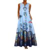 Plus Size?Bohemian Summer Beach Women Sleeveless V Neck Loose Kaftan Maxi Dress
