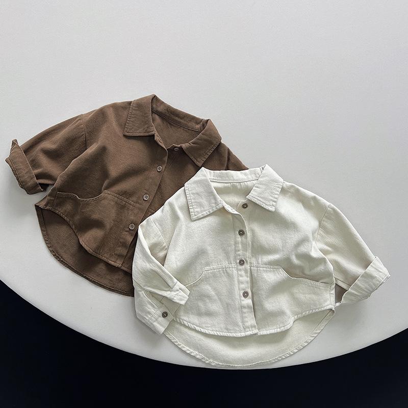 Jungenhemd Kinder Koreanische Waldserie Vielseitiges Trendiges Oberteil Mädchen Freizeitjacke Kinderbekleidung