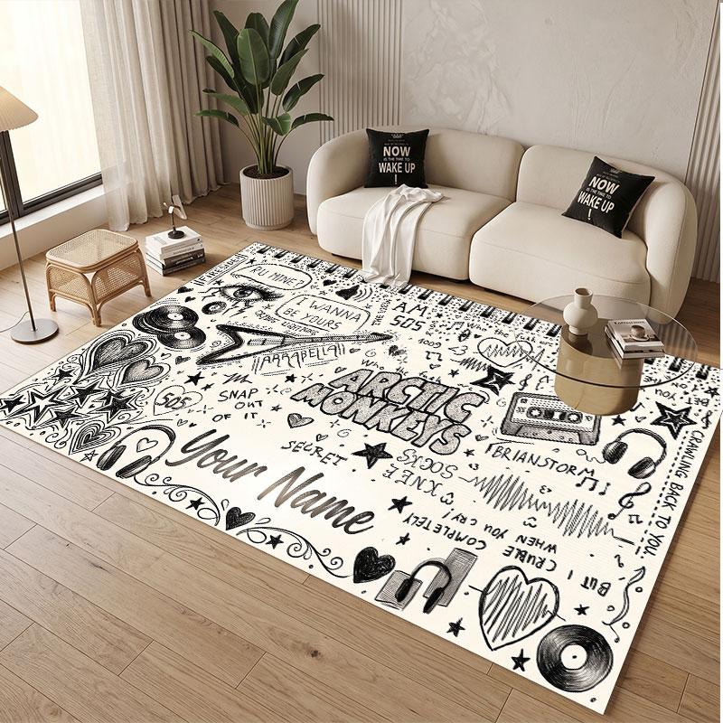 Custom Name Crystal Velvet Rug,Arctic Monkeys Comfortable Anti Slip Floor Mat For Room Decoration